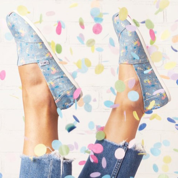 TOMS Frost Rainbow Unicorn Glitter Canvas Shoes